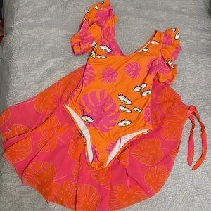 Brand New Evileye leaves one piece with ruffles swimsuit/cover up set. Size M